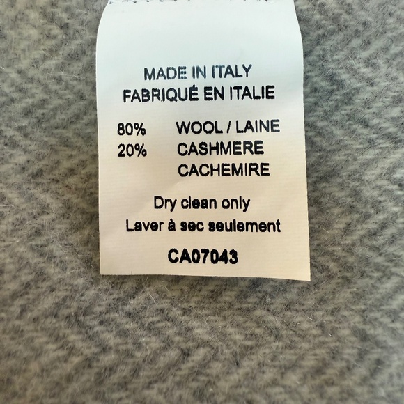 🇮🇹 Cristina Chiti Italy Wool & Cashmere Grey Herringbone Scarf - 10" x 72" - Picture 9 of 10